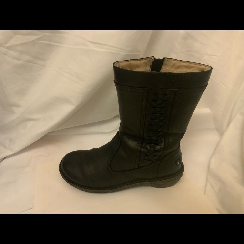 Womens Black Suede Ugg 1006083 Boots Size 6 Side Zip & Braided